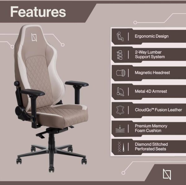 APEX Chair, Premium Ergonomic Gaming Chair with Memory Foam Pillows, Magnetic Headrest & Integrated Lumbar Support By Navodesk - Image 4