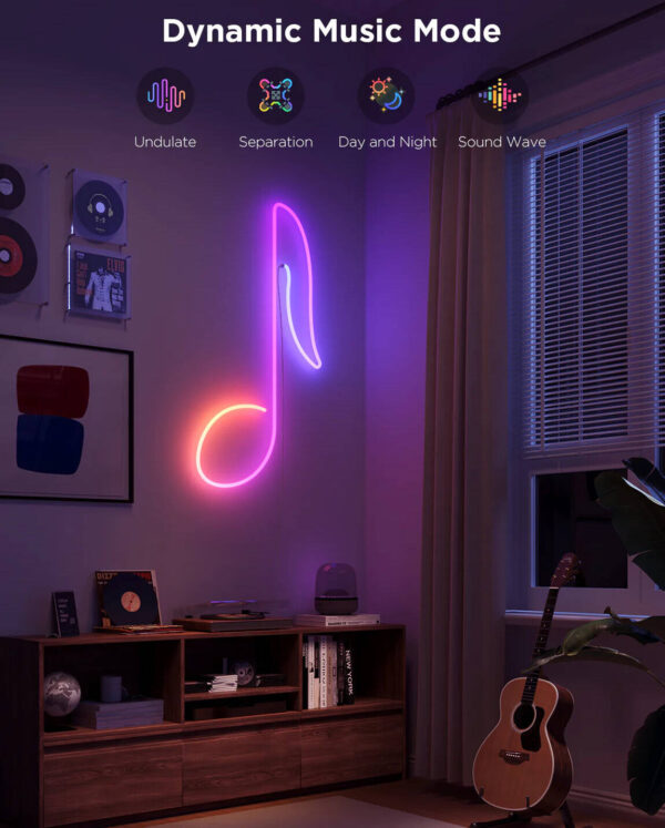 Govee Neon Rope Light 2, Matter, RGBIC, 12 Music Modes, 64 Scene Modes, Upgraded Bend Clips, Softer Material, Shape Mapping, 2.4GHz Wi-Fi + Bluetooth App Conectivity, 5m Length | H61D5 - Image 5