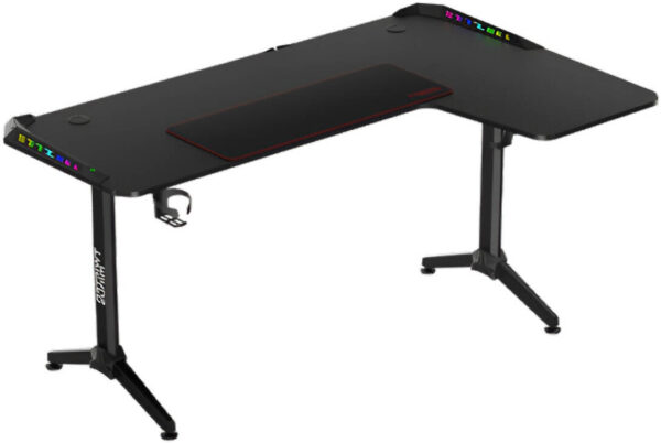 Twisted Minds Warrior L Shaped Right Gaming Desk, Carbon Fiber Texture Material - Image 6