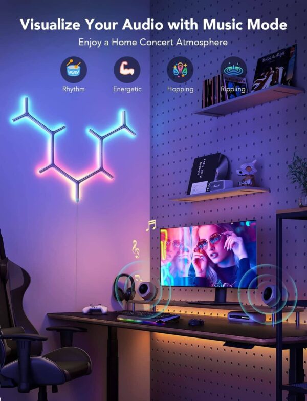 Govee Glide Y Shape Light Panel, RGBIC LED Colors, Smart Home Creative Decor Lights, With Music Sync & 40+ Sence Modes, For Gaming Room / Living Room, 7 Pack - Image 5