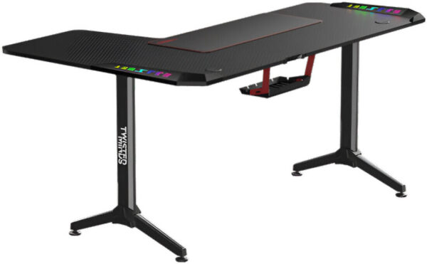 Twisted Minds Warrior L Shaped Right Gaming Desk, Carbon Fiber Texture Material - Image 4