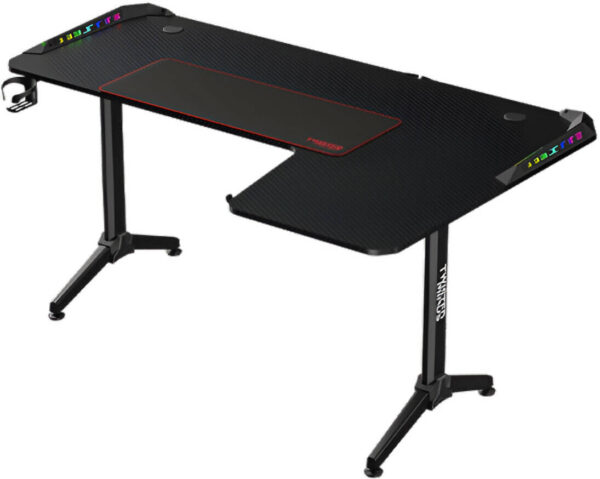 Twisted Minds Warrior L Shaped Right Gaming Desk, Carbon Fiber Texture Material - Image 5