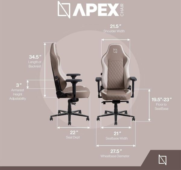 APEX Chair, Premium Ergonomic Gaming Chair with Memory Foam Pillows, Magnetic Headrest & Integrated Lumbar Support By Navodesk - Image 5