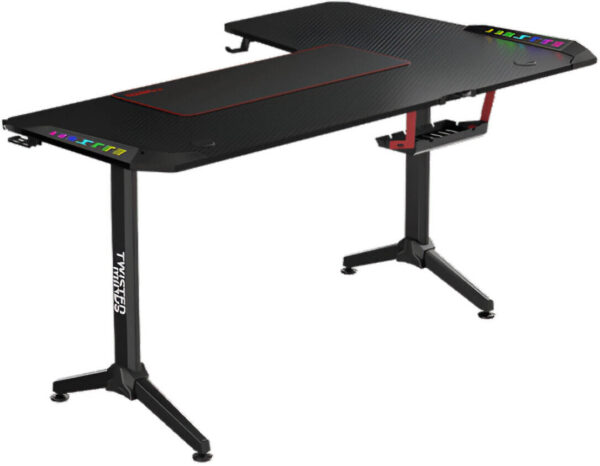 Twisted Minds Warrior L Shaped Left Gaming Desk, Carbon Fiber Texture Material - Image 5