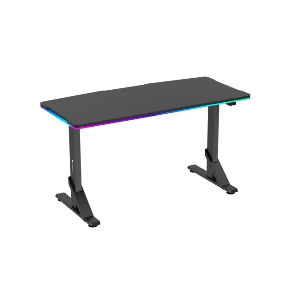 WJ Coolman T-Shaped Gaming Desk – Black RGB - Image 3